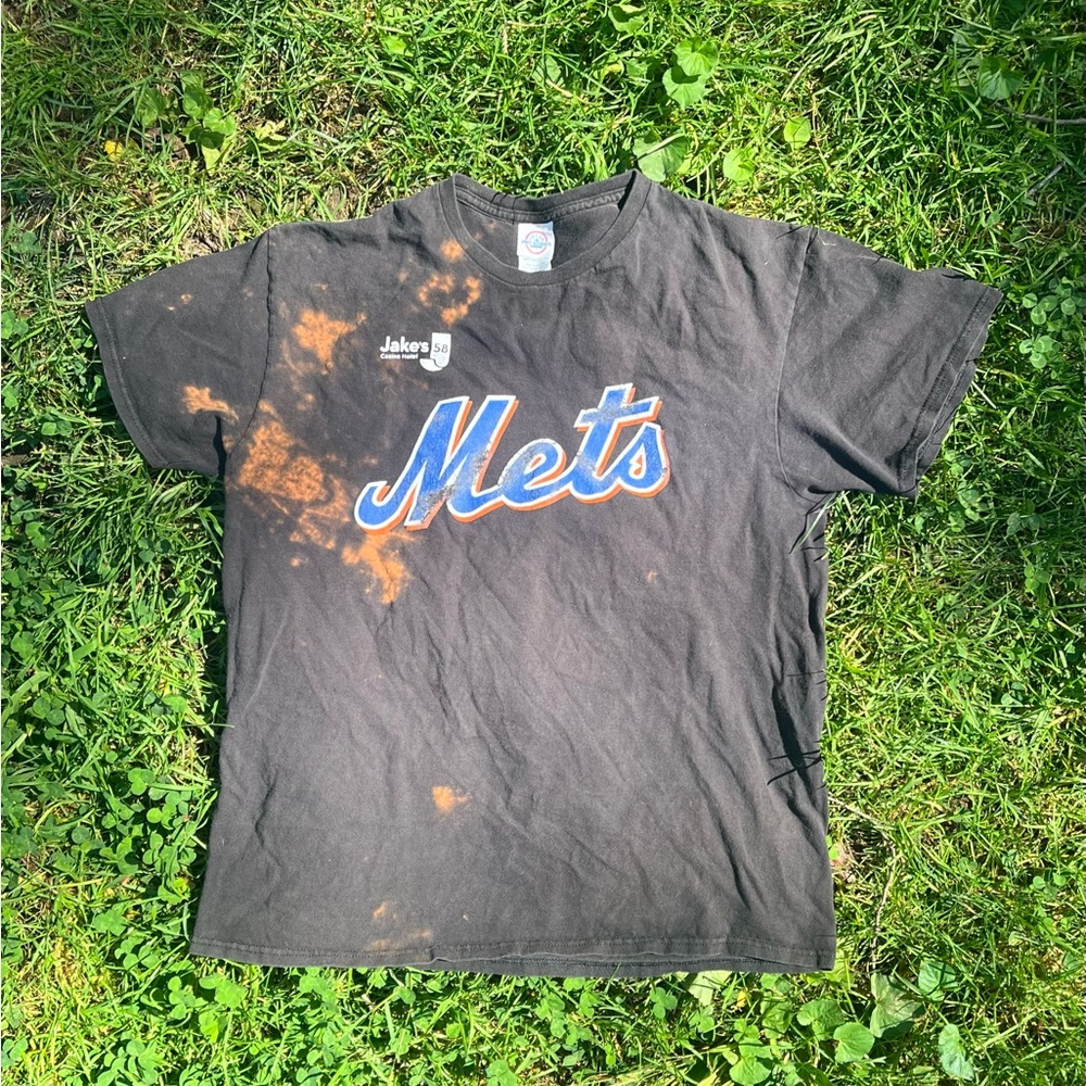New York Mets Sherzer #21 Black Tee L | Distressed Bleach